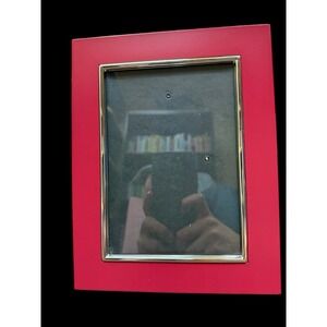 Deep Red and Silver Metal Trim Picture Frame for a 5"x7"‎ Picture Measures 9"x7"